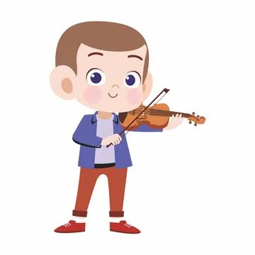 Boy play violin vector art illustration イラスト素材