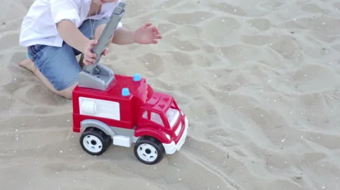 The Boy Played with a Machine on the Beach Stock Footage 68666466