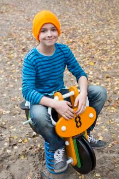 Boy on playground Stock-Fotos