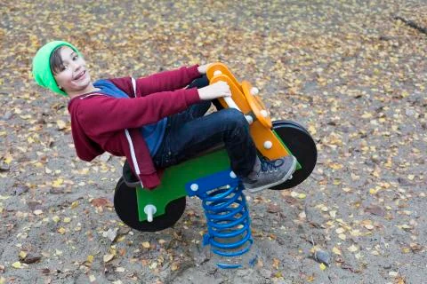 Boy on playground Foto stock