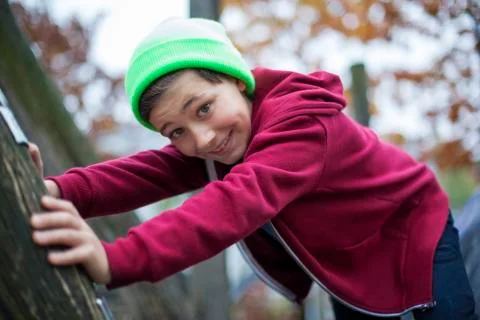 Boy on playground Stock Photos