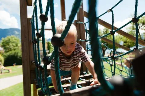The boy on the playground. Foto stock