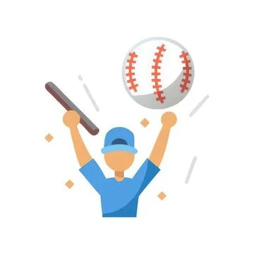 Boy playing baseball with bat and ball outdoors Stock Illustration