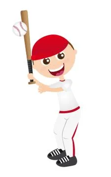 Boy playing baseball isolated over white background vector illustration Ilustração Stock