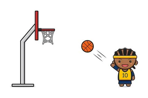 Boy playing basketball cartoon icon vector illustration Stock-Illustration