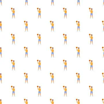 Boy playing basketball seamless pattern wallpaper background 스톡 일러스트
