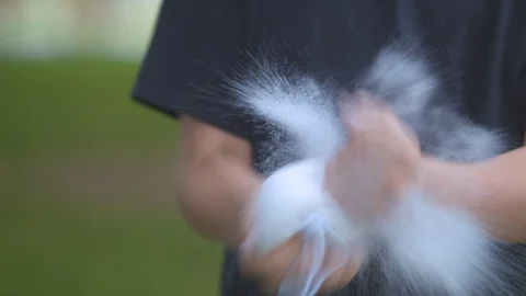 Boy Playing with Chalk Bag Stock Footage 91664235