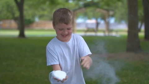 Boy Playing with Chalk Stock Footage 91664121
