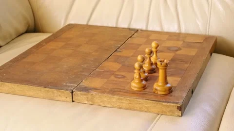 A boy playing chess with himself. Close up Video stock 150384848