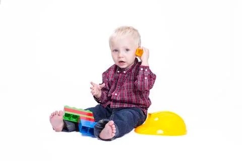 Boy playing with cubes Stock Photos