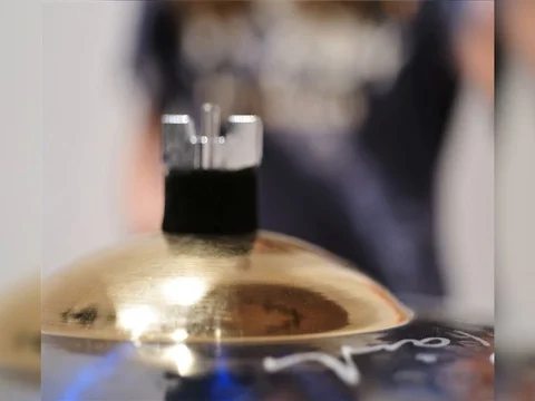 The boy is playing on a drum set. Timelapse. Video stock 98956626