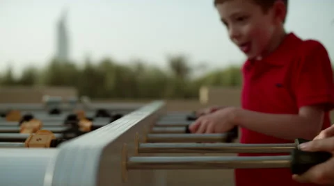 Boy playing foosball. Stock Footage 64108197