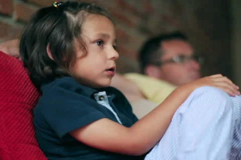Boy playing game on tablet in the room and smiling Stock-Footage 41245695