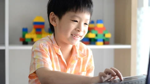 Boy playing games on computer. Stock Footage 52902634