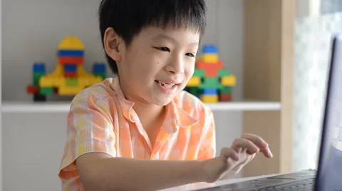 Boy playing games on computer. Stock Footage 52911094