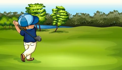 A boy playing golf Stock Illustration
