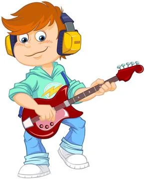 Boy playing guitar. Stock Illustration