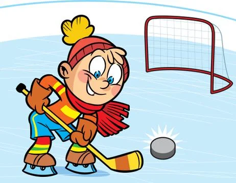 A boy playing hockey Stock Illustration