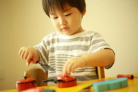 Boy playing house Stock Photos