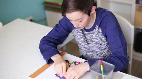 Boy Playing in Meccano at the table Stock Footage 52230530