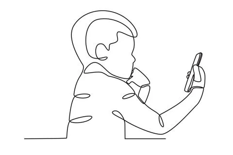 A boy playing mobile phone Stock Illustration