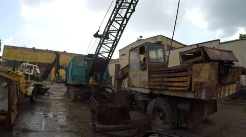 Boy playing on old tractor Stock Footage 51396261
