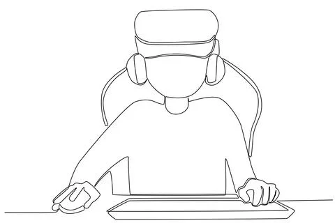 A boy playing online games on the internet Stock Illustration
