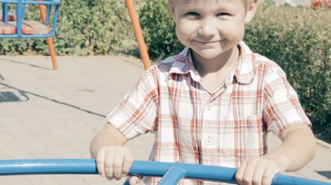 Boy playing outdoor at playground Video stock 68040958