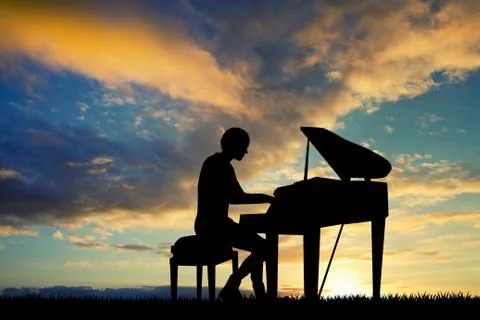 Boy playing the piano Stock Illustration
