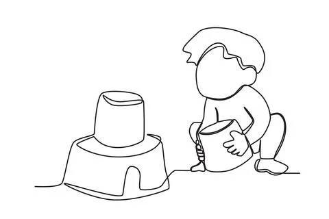 A boy playing in the sand on the beach Stock Illustration