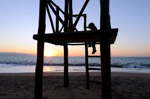 Boy Playing Silhouette Stock Photos