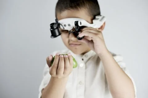 Boy Playing With Slime Stock Photos