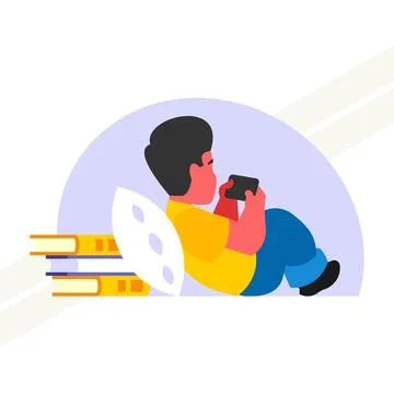 Boy-playing-smartphone Stock Illustration