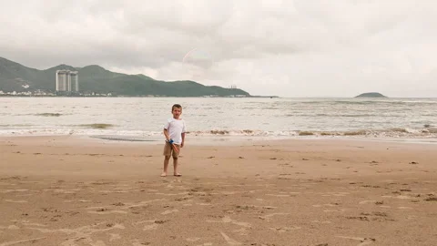 Boy playing with soap stick. Stock Footage 274251467