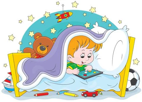 Boy playing on a tablet Stock Illustration