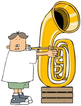 Boy playing a tuba Stock Illustration