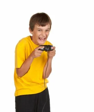 Boy playing vide games Stock Photos