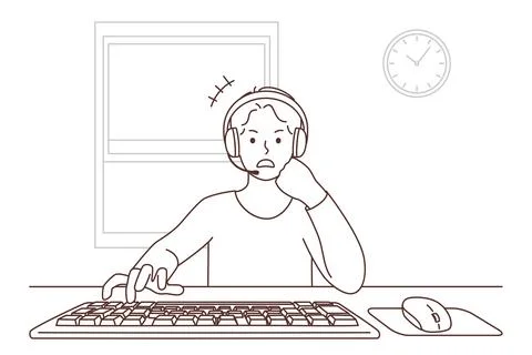 Boy playing video game on computer Stock Illustration
