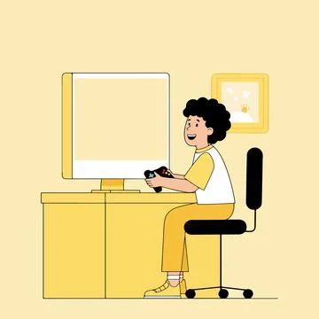 Boy Playing Video Games Illustration