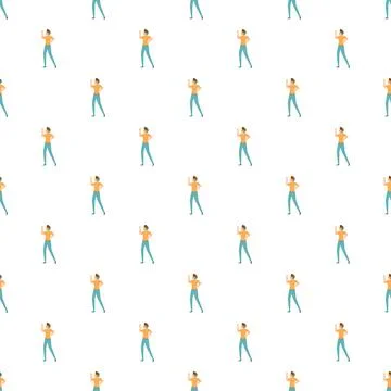 Boy playing virtual reality game seamless pattern Stock Illustration