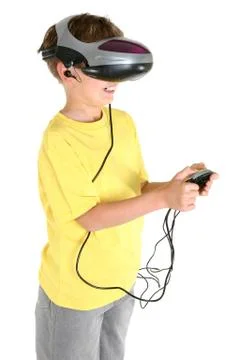 Boy playing virtual reality games Stock Photos