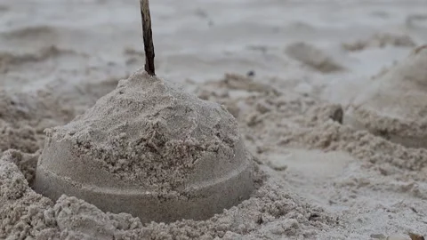 Boy playing in winter in the beach with sand Video stock 151590413