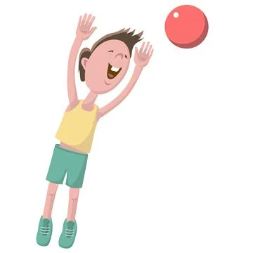 Boy plays ball over white background. Stock Illustration