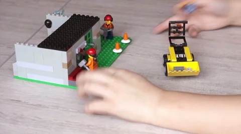 Boy plays with blocks Stock Footage 59591288