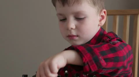 Boy Plays Chess  Stock Footage 66234945