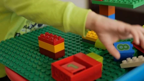 Boy plays constructor Stock Footage 98134305