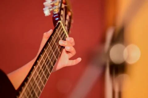 Boy plays guitar Stock Photos