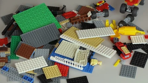 Boy plays lego. Stock Footage 127442936