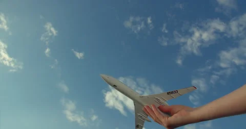 The boy plays with a model airplane Stock-Footage 154799089