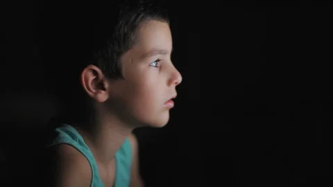 Boy plays online game Stock Footage 111971546